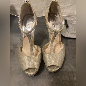 Michael Kors silver sparkle heels size 8